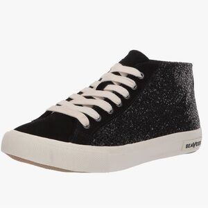 SeaVees Sneaker Size 8.5 Black Glitter Suede California Special Nova Lace Up